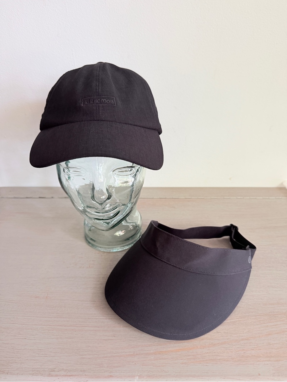 Lululemon Black Running Baseball Cap & Fast Paced Visor Set (lot 2) Adjustable